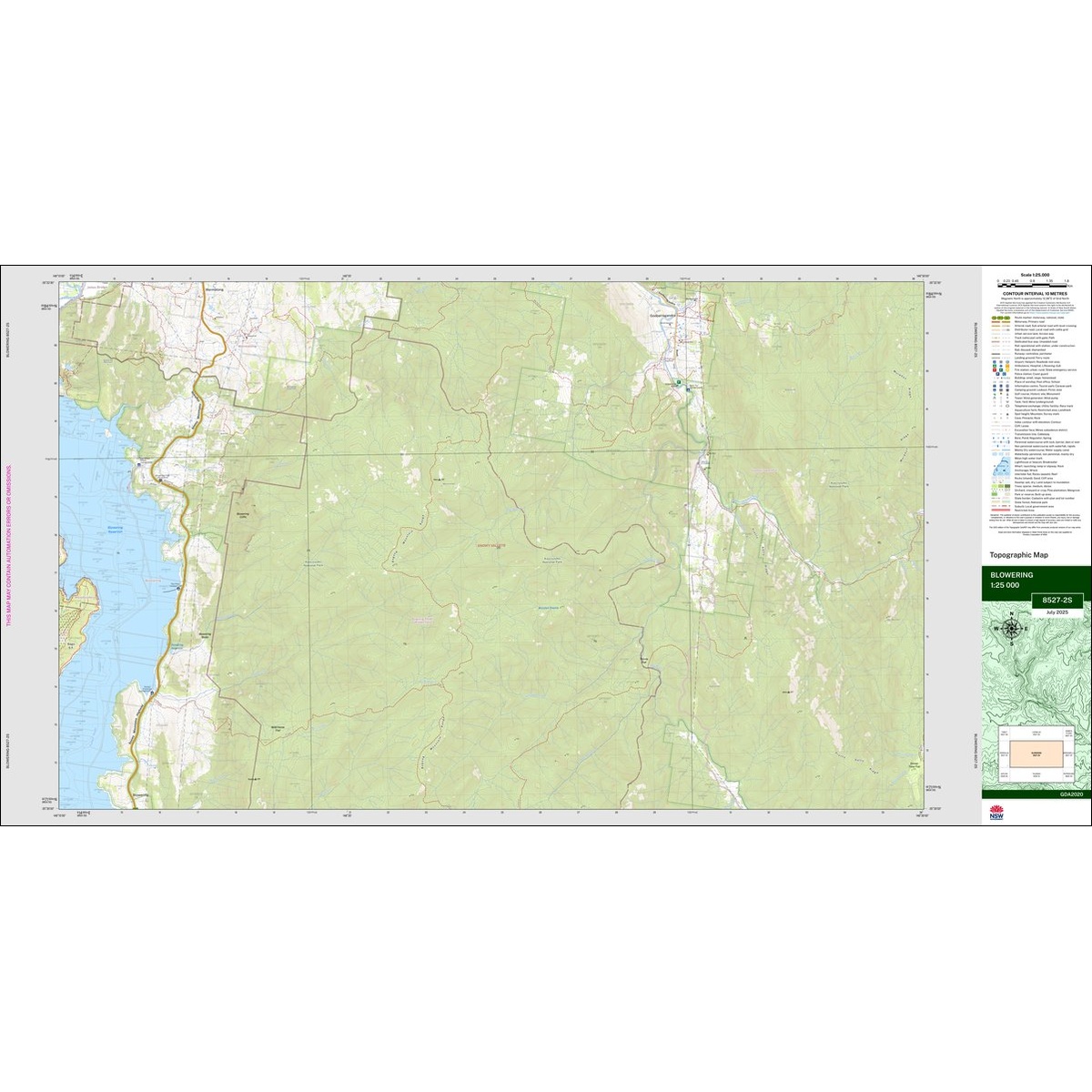 Blowering 1:25k NSW Topo Map 8527-2S