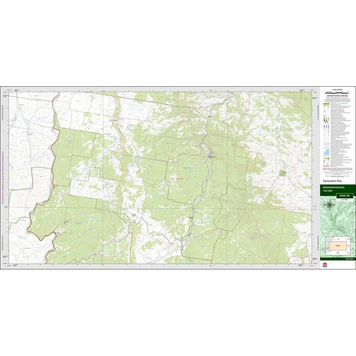 Bookookoorara 1:25k NSW Topo Map 9340-3N