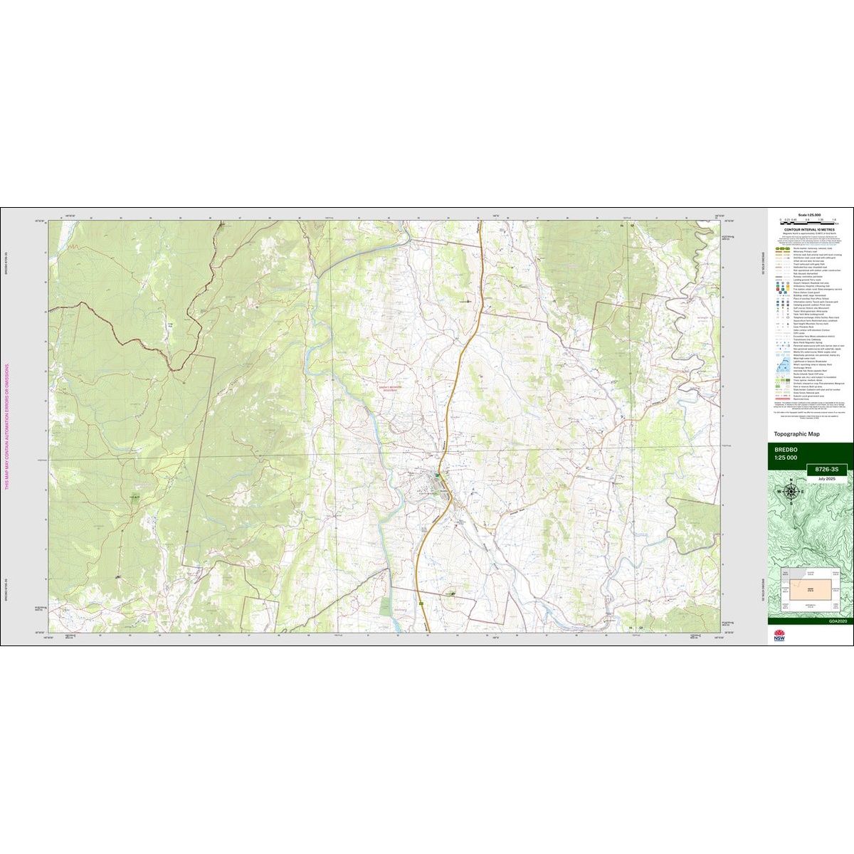 Bredbo 1:25k NSW Topo Map 8726-3S