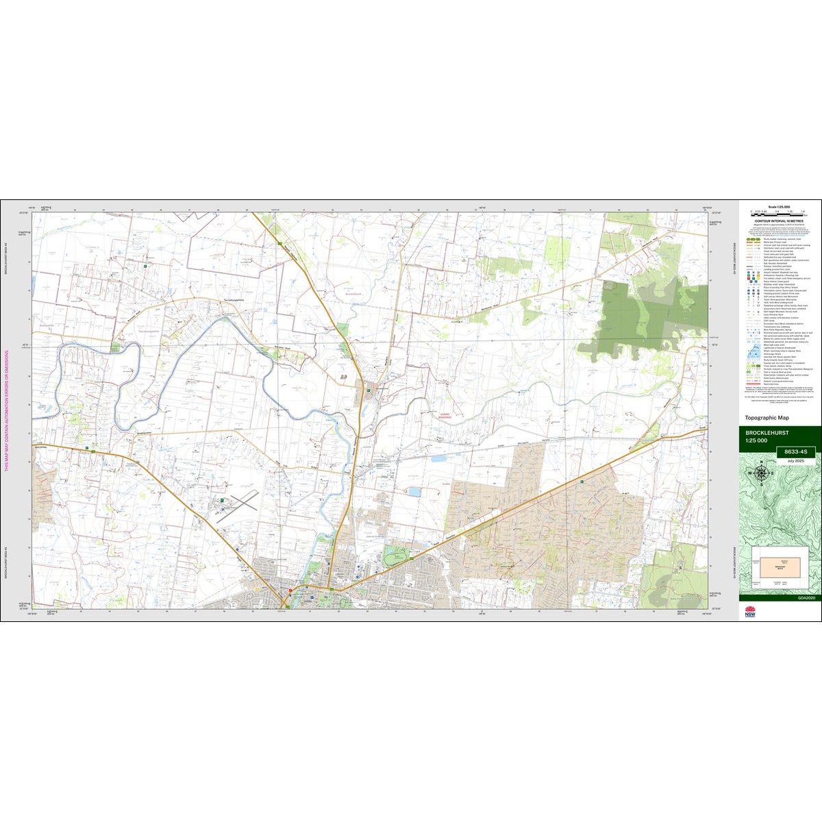 Brocklehurst 1:25k NSW Topo Map 8633-4S