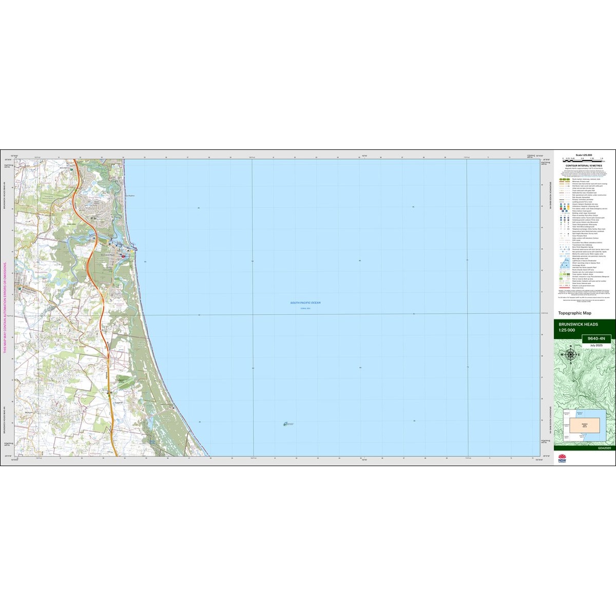 Brunswick Heads 1:25k NSW Topo Map 9640-4N