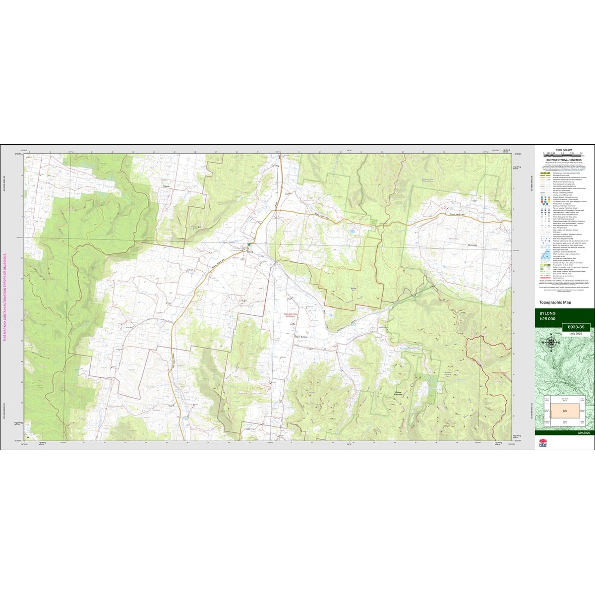 Bylong 1:25k NSW Topo Map 8933-3S