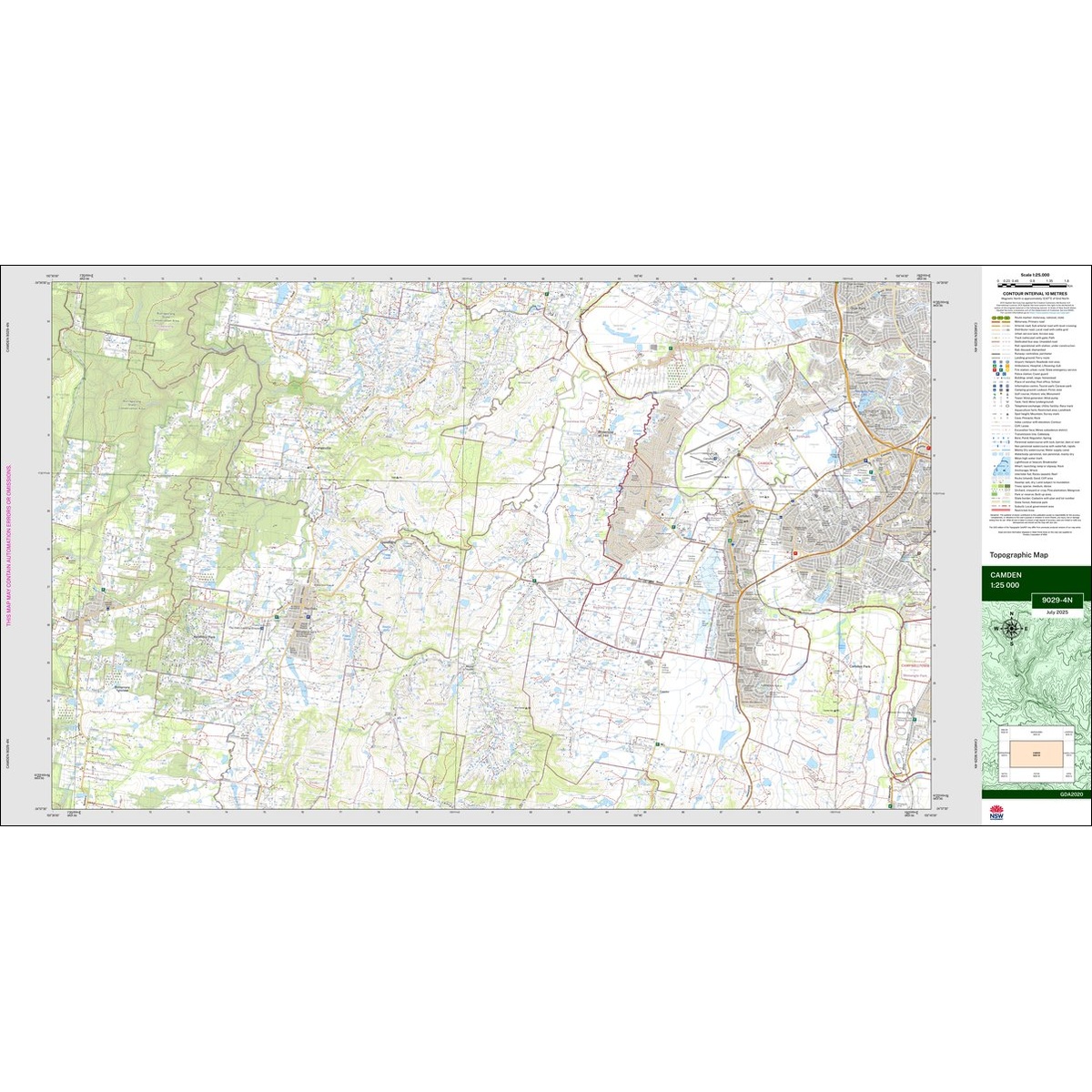 Camden 1:25k NSW Topo Map 9029-4N