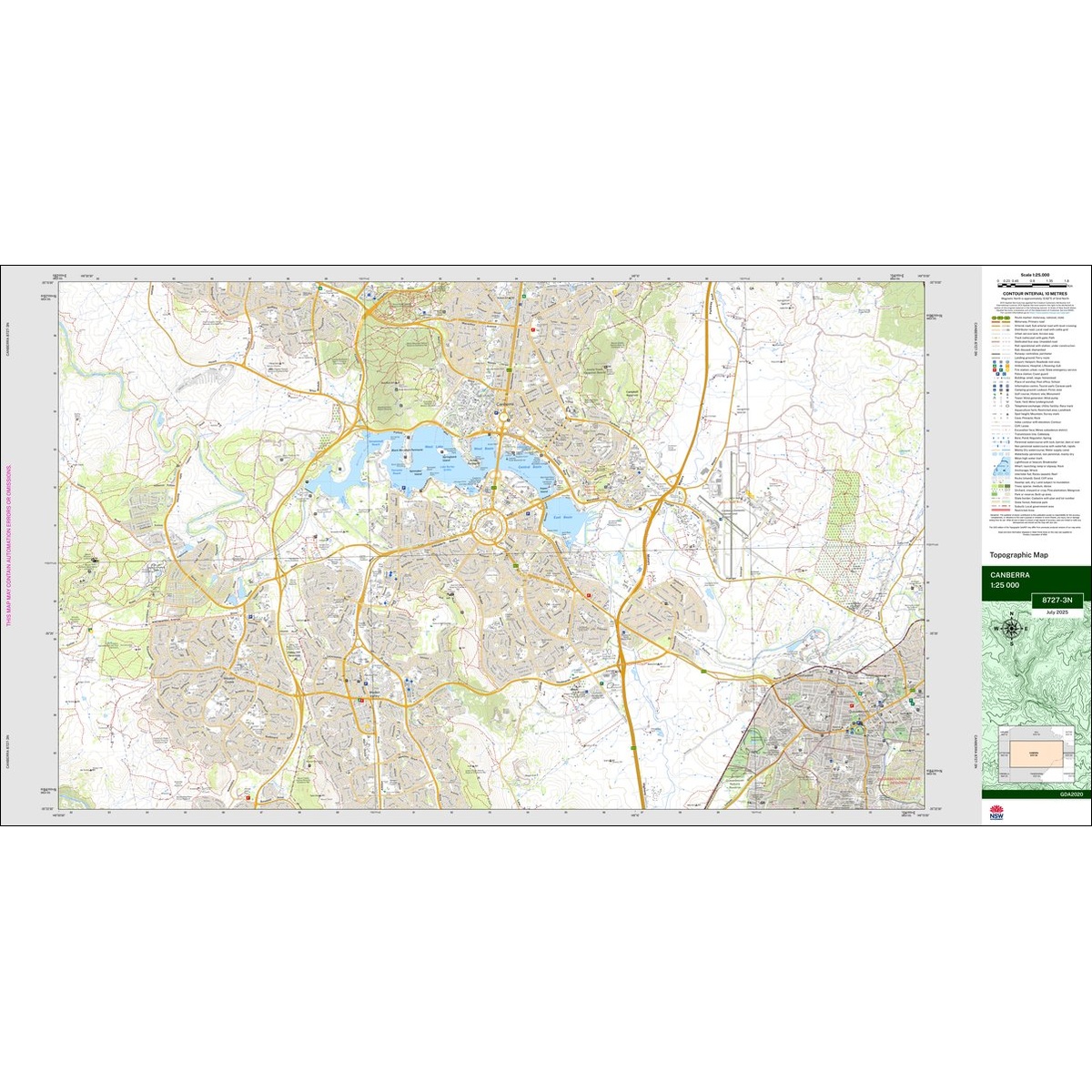 Canberra 1:25k NSW Topo Map 8727-3N