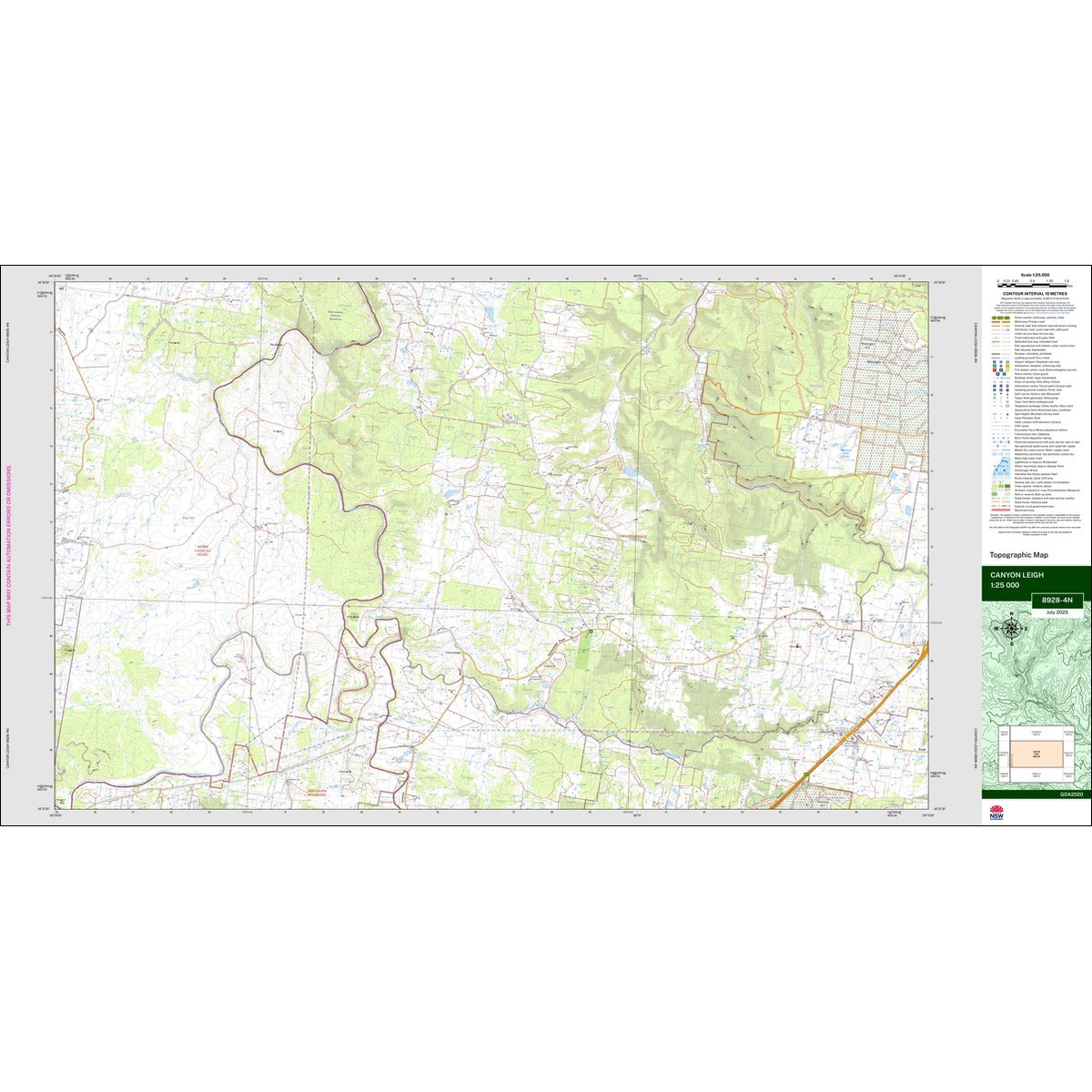 Canyon Leigh 1:25k NSW Topo Map 8928-4N