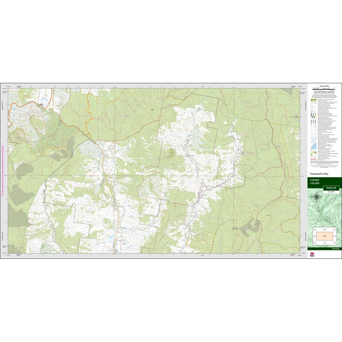 Capeen 1:25k NSW Topo Map 9440-4N