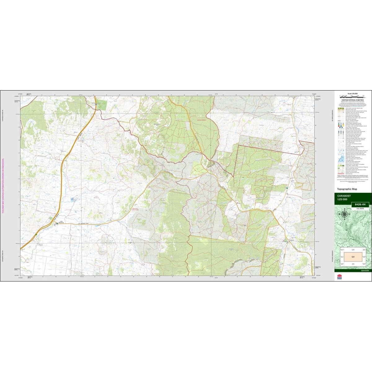 Carabost 1:25k NSW Topo Map 8426-4N