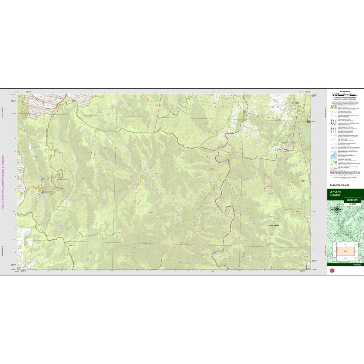 Jenolan 1:25k NSW Topo Map 8930-3N