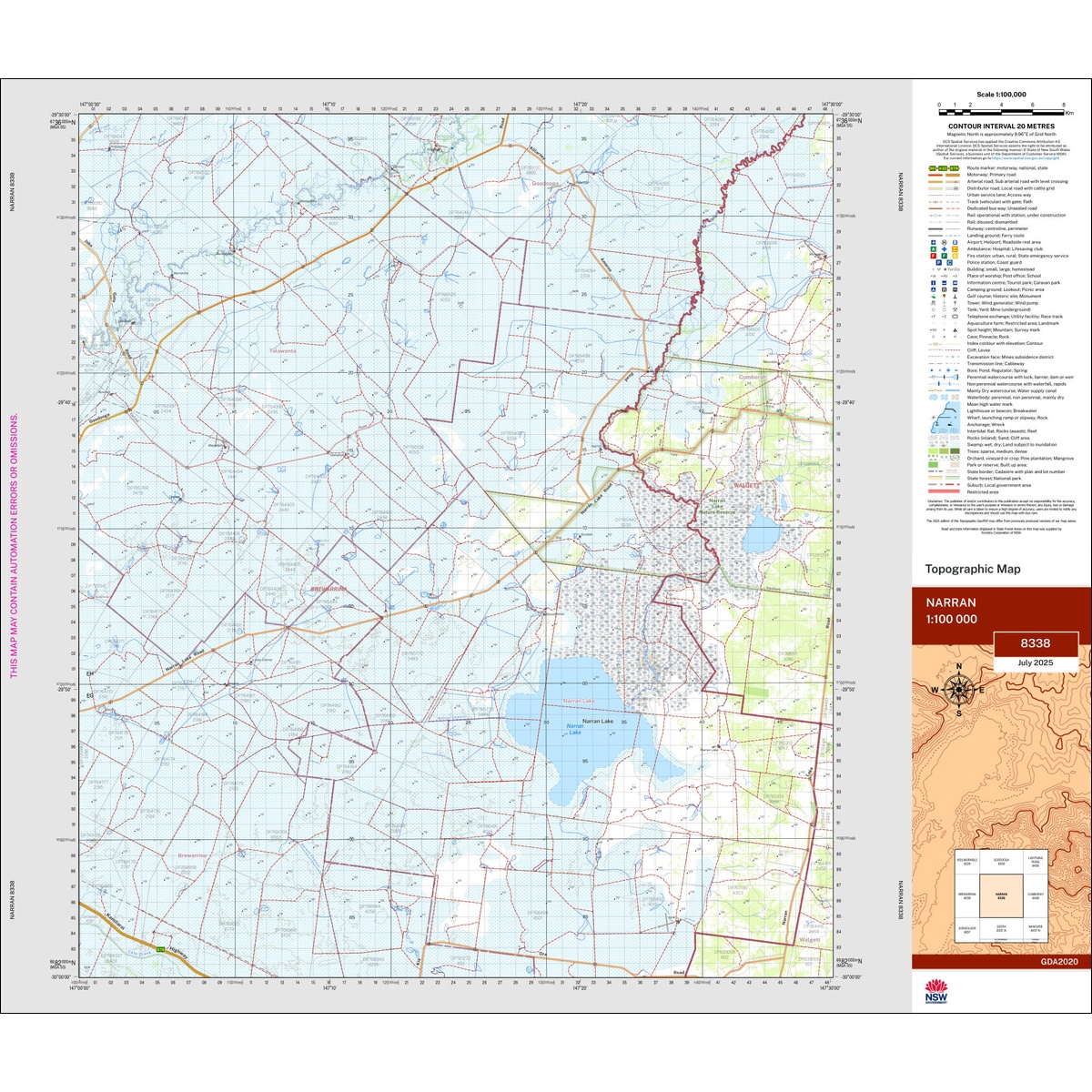 Narran 1:100k NSW Topo Map 8338